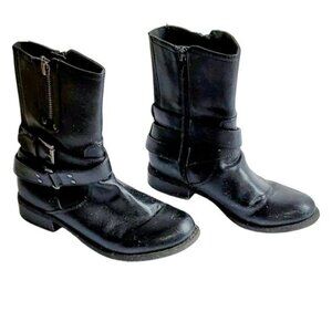 Guess HEELED Boots Vegan Leather Black Zip Buckle Shoes Women's WOMAN'S Size 6 M